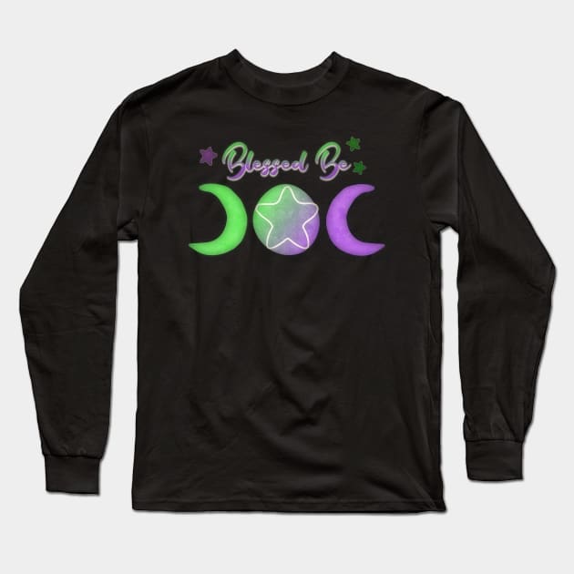 Blessed Be Triplemoon Abstract Potion and Magic Edition Design Long Sleeve T-Shirt by Ravens Nest Egg